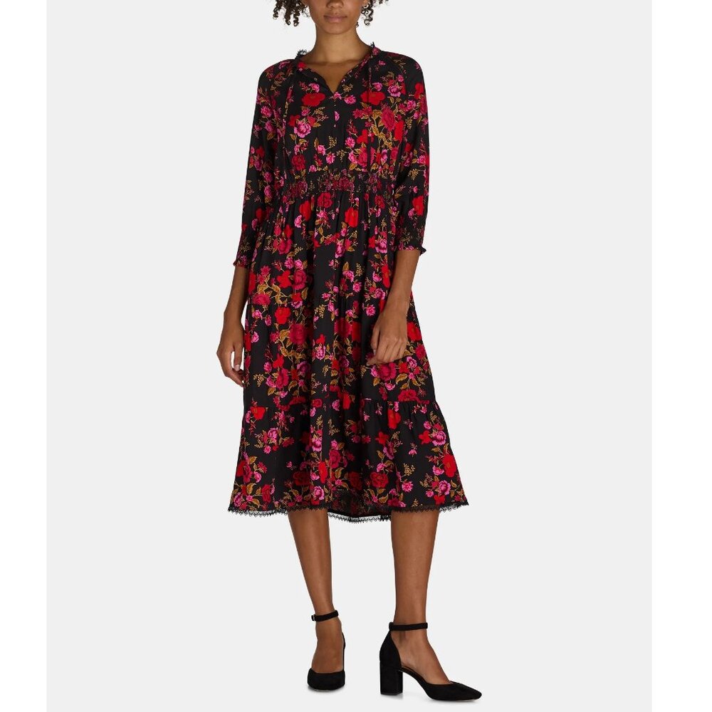Pioneer Woman Smocked Waist Maxi Dress Long Sleeve Women's Sz XXL, 1X, 2X Floral